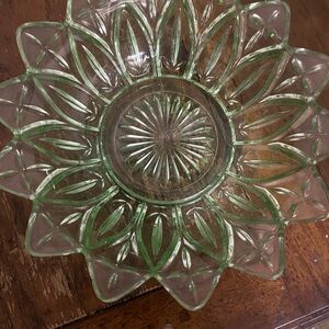Vintage Green Glass Starburst Dish
